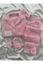 Pink Polka Dot Patterned Buttoned Fleece Pajama Set