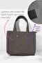 Anthracite Canvas Woven Fabric Large Size Bag with Tok Position Pocket and Zipper - 5