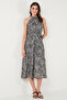 Patterned Regular Fit Halter Neck Belted Midi Dress Dress 6772030 - 5