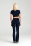 Soft Touch High Waist Flared Trousers Navy Blue - 4