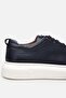 Genuine Leather Navy Blue Men's Casual Shoes - 8