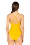 Women's Basic Yellow Swimsuit with Thin Straps and Cross Back Detail - 2
