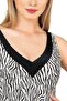 Women's Zebra Patterned Shiny Gathering V-Cut Swimsuit - 4