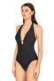 Women's V-Neck Black Swimsuit with Accessories - 3