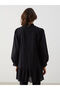 Black Judge Collar Embroidered Poplin Women's Tunic - 4