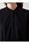 Black Judge Collar Embroidered Poplin Women's Tunic - 3