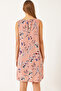 Women's Pink Patterned Viscose Dress 60171041 - 7