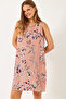 Women's Pink Patterned Viscose Dress 60171041 - 5