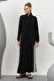 Zippered Stripe Detailed Modal Dress 20600 Black - 4