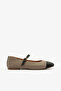 Genuine Leather Banded Buckle Ballerinas