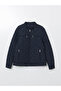 Navy Blue Standard Fit Biker Collar Quilted Men's Coat - 6
