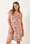 Women's Pink Patterned Viscose Dress 60171041 - 4