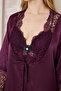 Silk Satin Lace Nightgown and Dressing Gown Set Set of 2 (Large Size) - 4400 Bordo - 6