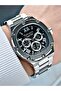 Functional silver color waterproof steel band men's wristwatch