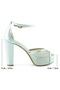 Carmen Lame Mesh Open Front Ankle Lace-Up Platform Heeled Shoes - 4