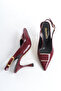 Women's Special Design Ankle Strap Metal Buckle Claret Red Patent Leather Stiletto - 2