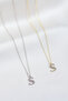 Silver Color Zircon Stone Steel Letter Necklace(51 cm) - 3