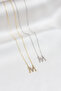 Silver Color Zircon Stone Steel Letter Necklace(51 cm) - 3