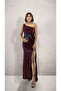 Trend Burgundy Velvet Sequin Dress - 4