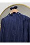 Hafsa Jacquard Dress with Tied Sleeves-El1888 Navy Blue - 3