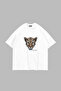 تي شيرت أبيض كبير الحجم مطبوع عليه Leopard Stay Wild للجنسين