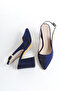 Women's Silk Satin Design Thick Heeled Pointed Toe Ankle Strap Heeled Shoes - 5