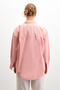 Women's Pink Oversize Basic Pocket Detailed Poplin Long Sleeve Shirt - 6