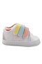 Baby Girl White Orange Blue Velcro Back Rainbow Leather Shoes - 2