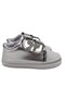 Baby Girl Metallic Gray Glitter Bow Velcro Leather Shoes - 3