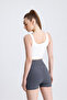 Knitted Twill Front Cross High Waist Gather Short Leggings - 8