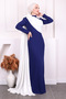 Cobalt Blue Shoulder Rose Detailed Evening Dress - 2