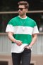 Green Oversize Color-Blocking Crew Neck T-Shirt 7020 - 3