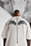Men's Ecru White I Can Fly Oversize Fit Loose Wide Fit Loose Cut T-Shirt