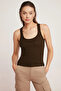 Black White Gray Brown Yellow 5-Piece Ribbed Look Thick Strap Basic Undershirt - 5