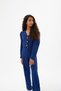 Girl's Gold Button Detailed Ornamental Pocket Crop Jacket Wide Leg Pants 2-Piece Set - 8