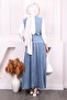 Blue Vest Skirt Denim Suit - 4