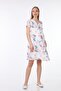 4487-Pile Collar White Rose Short Sleeve Mini Maternity Dress - 2