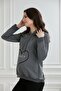 8626-Stoned Print Breastfeeding Detail Maternity Sweatshirt - 6