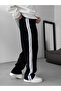 Black Thick Striped Pipe Leg Sweatpants Res-5132 - 5
