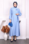 Baby Blue Balloon Sleeve Belted Dress