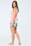 3342 Mother & Daughter Woven Leaf Sleeveless Shorts Set Powder - 4