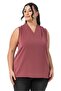 Plus Size Off Shoulder Pleat Detail V-Neck Sleeveless Dusty Rose Blouse