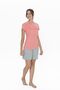 20011 Women's Pink Short Sleeve Round Neck Shorts Suit - 2