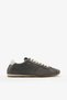 Gray Genuine Leather Suede Lace-Up Women's Sneaker Sports Shoes
