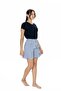 20034 Women's Navy Blue Short Sleeve Round Neck Belted Shorts Suit - 2
