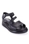 Dza07- 770404   Black Daily Orthopedic Leather Women's Sandals