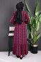 Fuchsia Patterned Skirt Tiered Viscon Dress - 4
