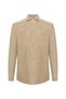Men's Beige Double Pocket Velvet Long Sleeve Shirt - 8