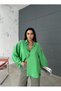 Women's Oversize Long Back Balloon Sleeve Dark Green Shirt - 8