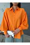 Women's Oversize Long Back Balloon Sleeve Orange Shirt - 3